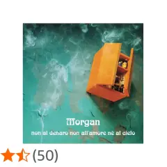 Copertina album Morgan: "non al denaro non all'amore nè al cielo". Un mobile arancione aperto, pieno di boccette, su sfondo verde fumoso.