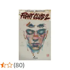 Copertina di Fight Club 2 con un volto acquerellato e ferito, che evoca i personaggi tormentati.