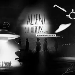 Alieni su Netflix: un'astronave proietta un fascio di luce su un gruppo di persone. La serie "i morti non muoiono" esplora il mistero.