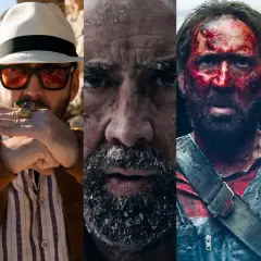 Cinque volti di Nicolas Cage oggi, in diverse espressioni e look: da quello trasandato a quello elegante, passando per scene di azione e drammatiche.