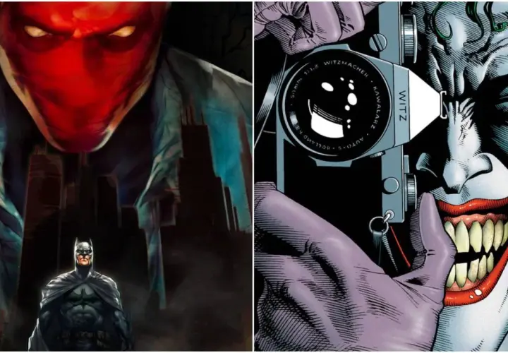 Un Batman minacciato da un Red Hood minaccioso, mentre il Joker, con la sua risata folle, cattura il momento con una macchina fotografica. La storia di Joker è piena di caos.