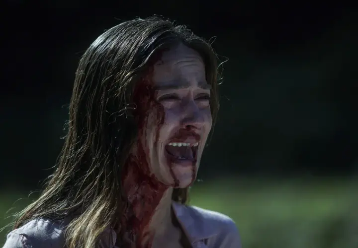 Una donna urlante, con sangue sul viso, sembra la protagonista di una classica horror story spiegazione.