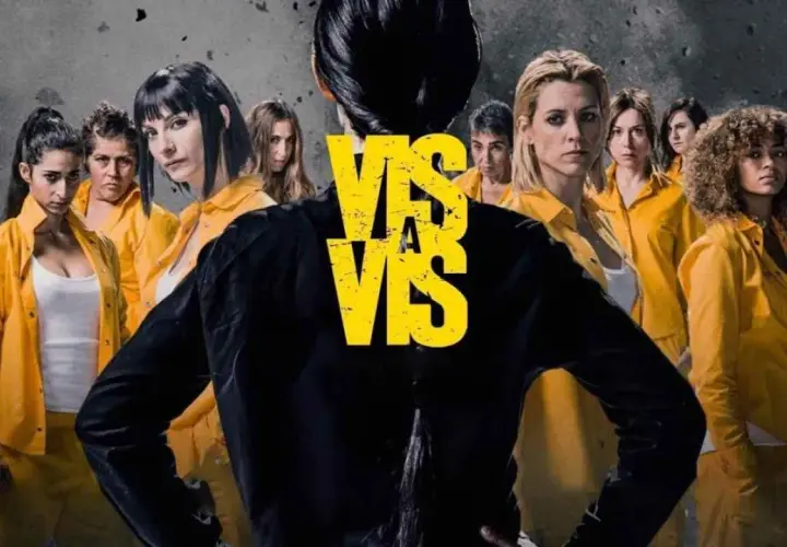 Un gruppo di donne in divise gialle, con il logo "VIS A VIS" in evidenza. La trama di Vis a Vis è ricca di colpi di scena.
