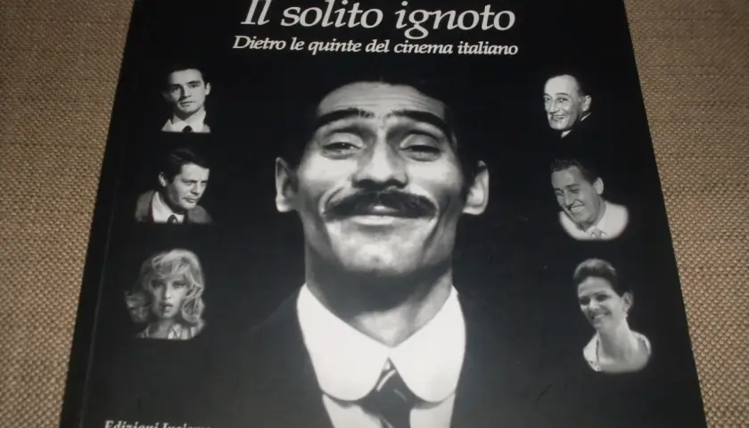 Copertina libro "Il solito ignoto" di Tiberio Murgia, con volti di attori caratteristi del cinema italiano.