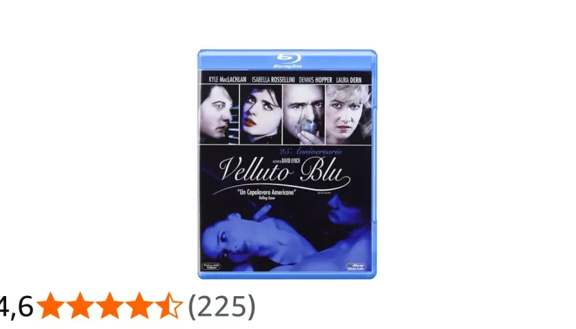 Copertina Blu-ray di "Velluto Blu", con i volti del cast e la locandina del film. Un capolavoro americano.