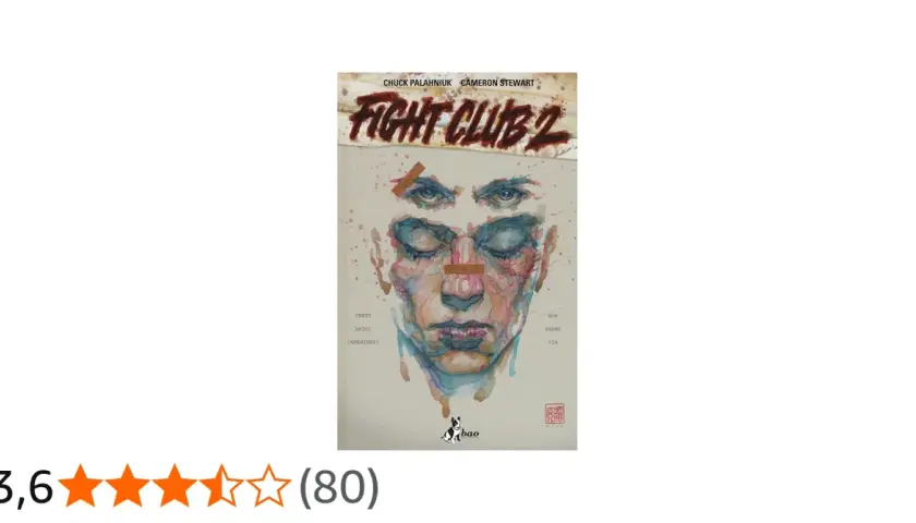 Copertina di Fight Club 2 con un volto acquerellato e ferito, che evoca i personaggi tormentati.
