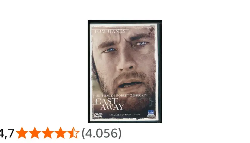 Copertina DVD di Cast Away con Tom Hanks, un film che stimola la cast away curiosità sulla sopravvivenza.