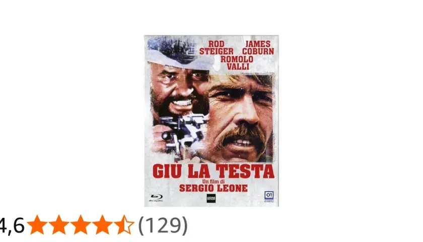 Locandina del film "Giù la testa" di Sergio Leone, con Rod Steiger e James Coburn. La curiosità di un incontro esplosivo.