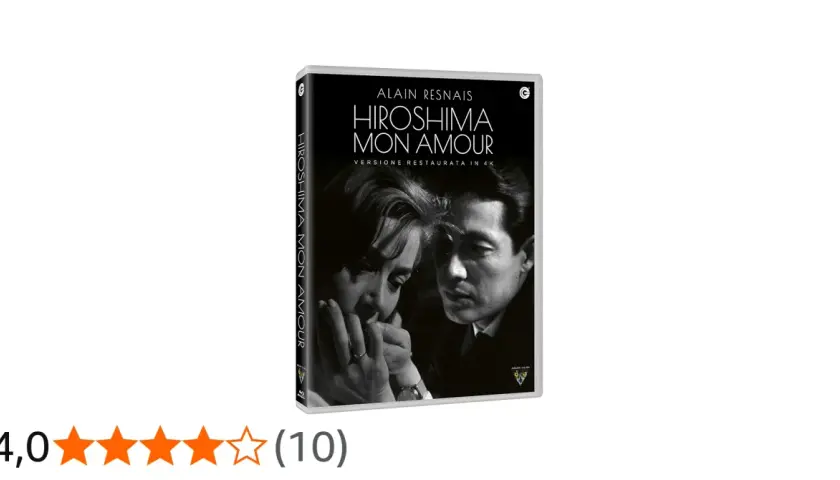 Copertina DVD "Hiroshima mon amour", versione restaurata in 4K. Le recensioni lodano questo capolavoro.