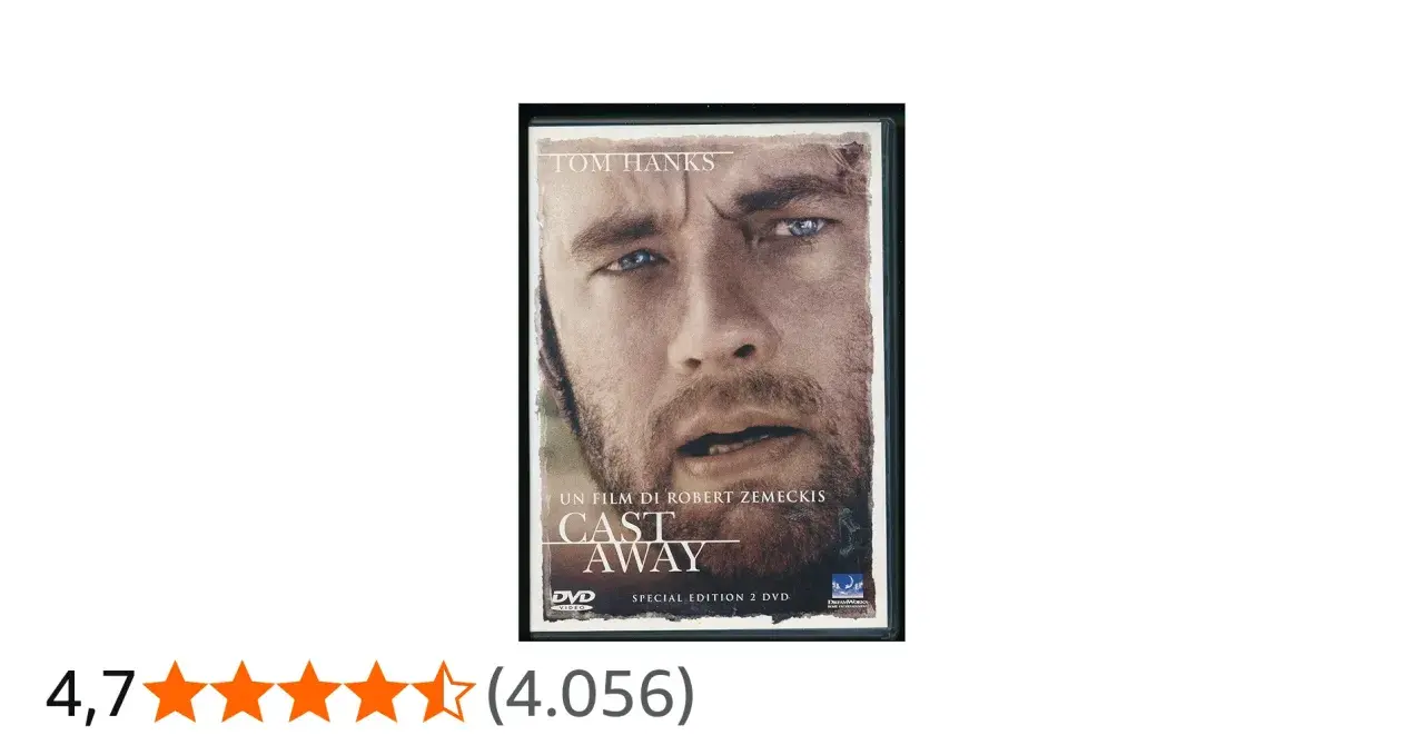 Copertina DVD di Cast Away con Tom Hanks, un film che stimola la cast away curiosità sulla sopravvivenza.