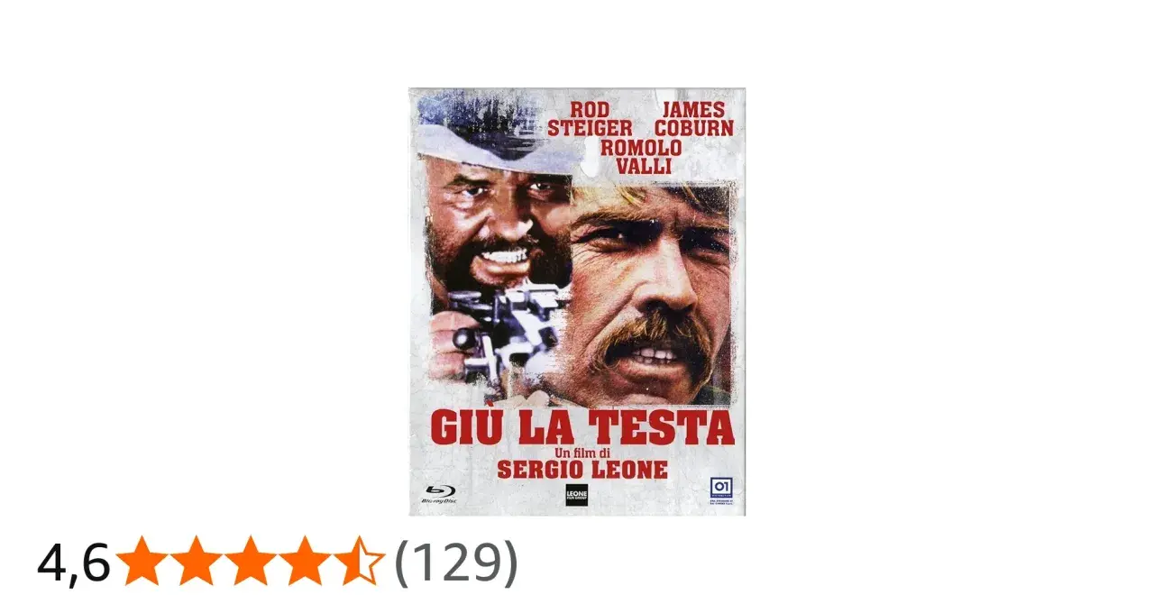 Locandina del film "Giù la testa" di Sergio Leone, con Rod Steiger e James Coburn. La curiosità di un incontro esplosivo.