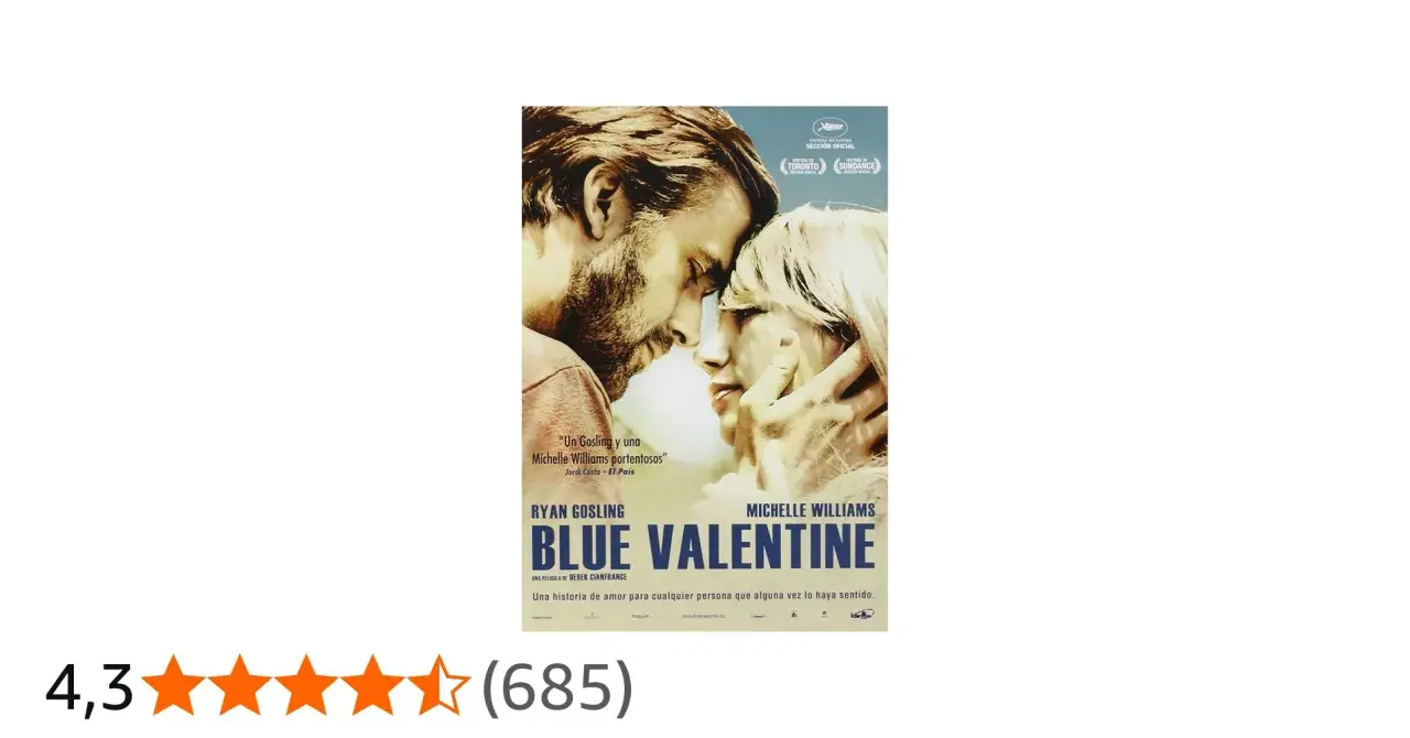 Locandina di Blue Valentine, con Ryan Gosling e Michelle Williams. La trama esplora le gioie e i dolori di una relazione.