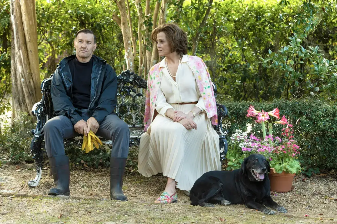 Un uomo e una donna siedono su una panchina in giardino, con un cane nero ai loro piedi. Le recensioni del maestro giardiniere lodano questo scenario idilliaco.