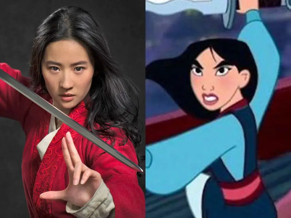 Mulan oggi: la guerriera dal vivo e animata impugna la spada, pronta a combattere.
