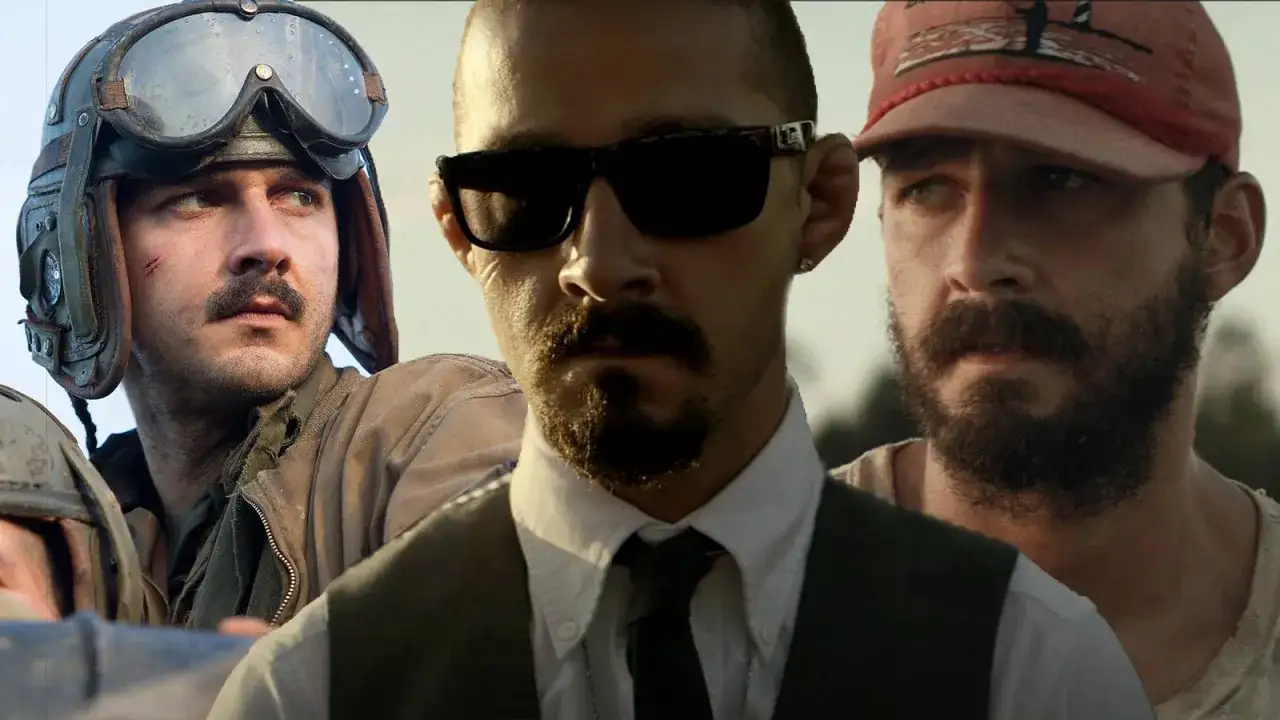Shia LaBeouf in tre ruoli diversi, un collage di scene dai suoi film.